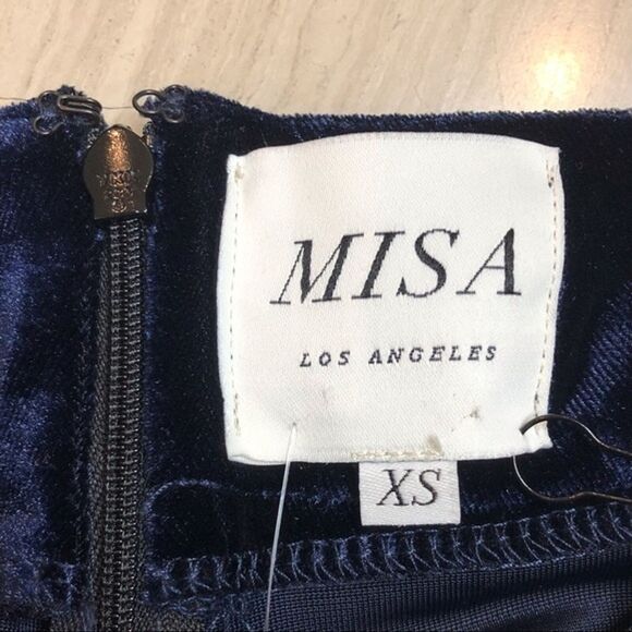 Misa Los Angeles Aliya Velvet Pant Wide Leg Full Length Date Trip Blue XS NWOT - Picture 11 of 12